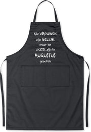 Mijncadeautje - Luxe schort - zwart - Alle vrouwen zijn gelijk - augustus