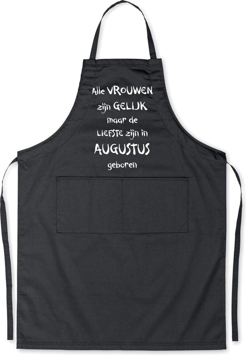 Mijncadeautje - Luxe schort - zwart - Alle vrouwen zijn gelijk - augustus