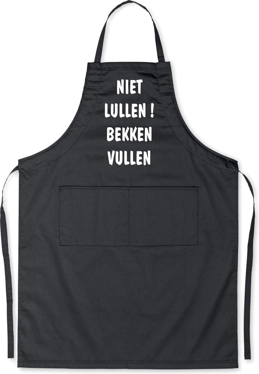 Mijncadeautje - Luxe schort - Niet lullen bekken vullen - zwart