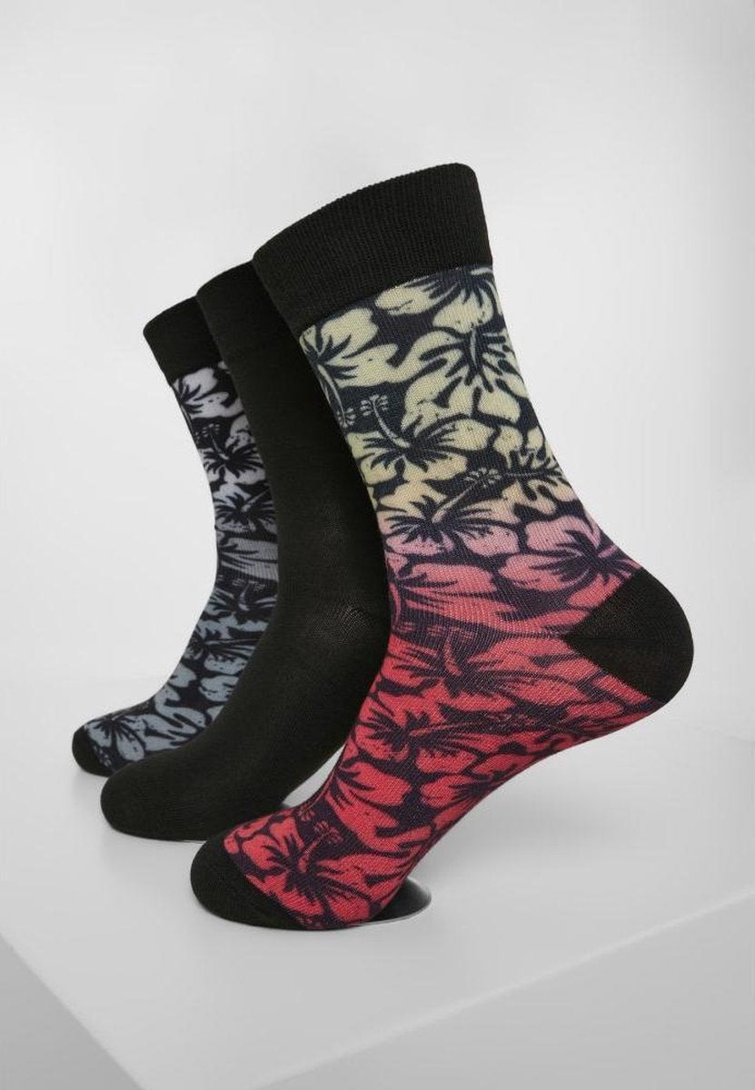 Urban Classics Sokken -47/50- Flower 3-Pack Multicolours/Rood
