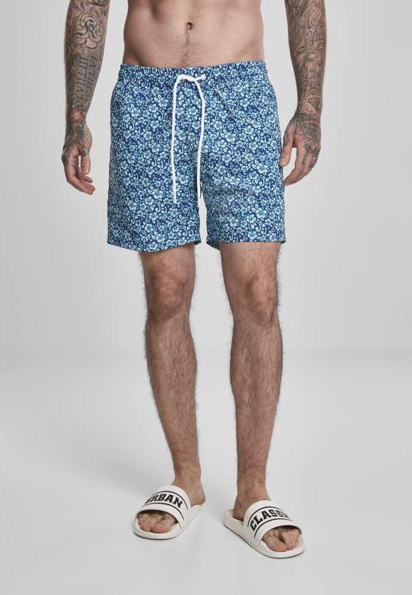 Urban Classics Zwemshorts -L- Floral Blauw