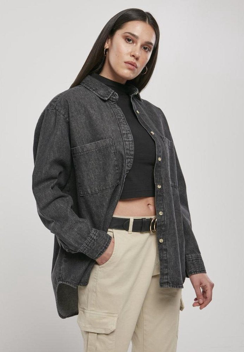 Urban Classics Blouse -3XL- Denim Oversized Zwart
