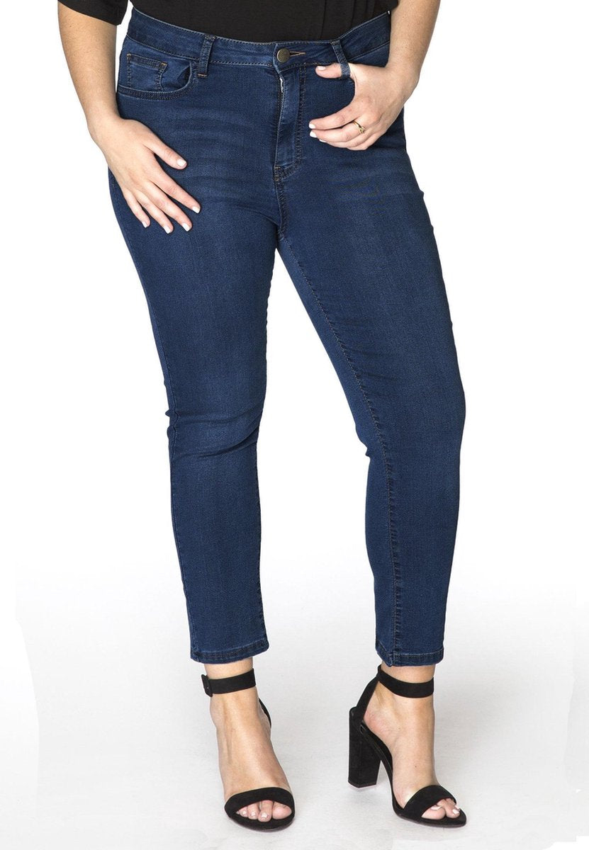 Yoek | Grote maten - dames jeans skinny 7/8 - donkerblauw