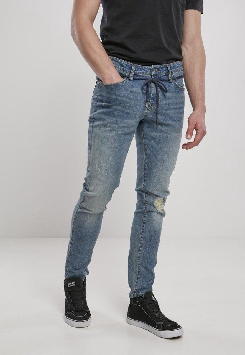 Urban Classics Broek -29/32 inch- Slim Fit Drawstring Blauw