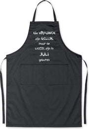Mijncadeautje - Luxe schort - zwart - Alle vrouwen zijn gelijk - juli