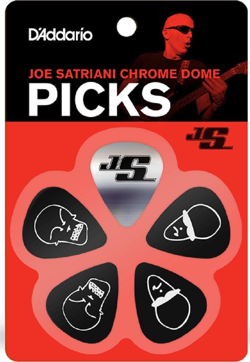 D'Addario Joe Satriani Chrome Dome Plectrum 5-pack Medium 0.70 mm