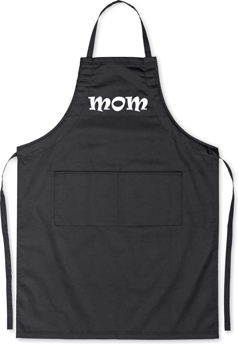 MOM - Luxe Schort Keukenschort met tekst - Zwart
