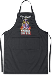 Mijncadeautje - Luxe keukenschort - Serial Griller man - met voornaam - Zwart