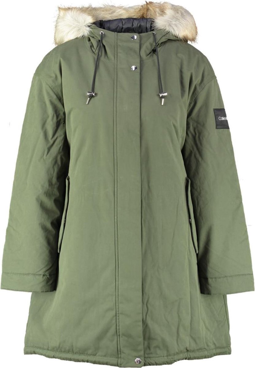 Calvin klein dikke groene oversized parka winterjas - valt ruim - Maat XS