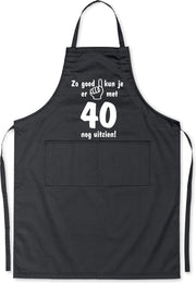 Mijncadeautje - Luxe Keukenschort - Zo goed kun je er uitzien 40 jaar - Unisex - Zwart - Leeftijd