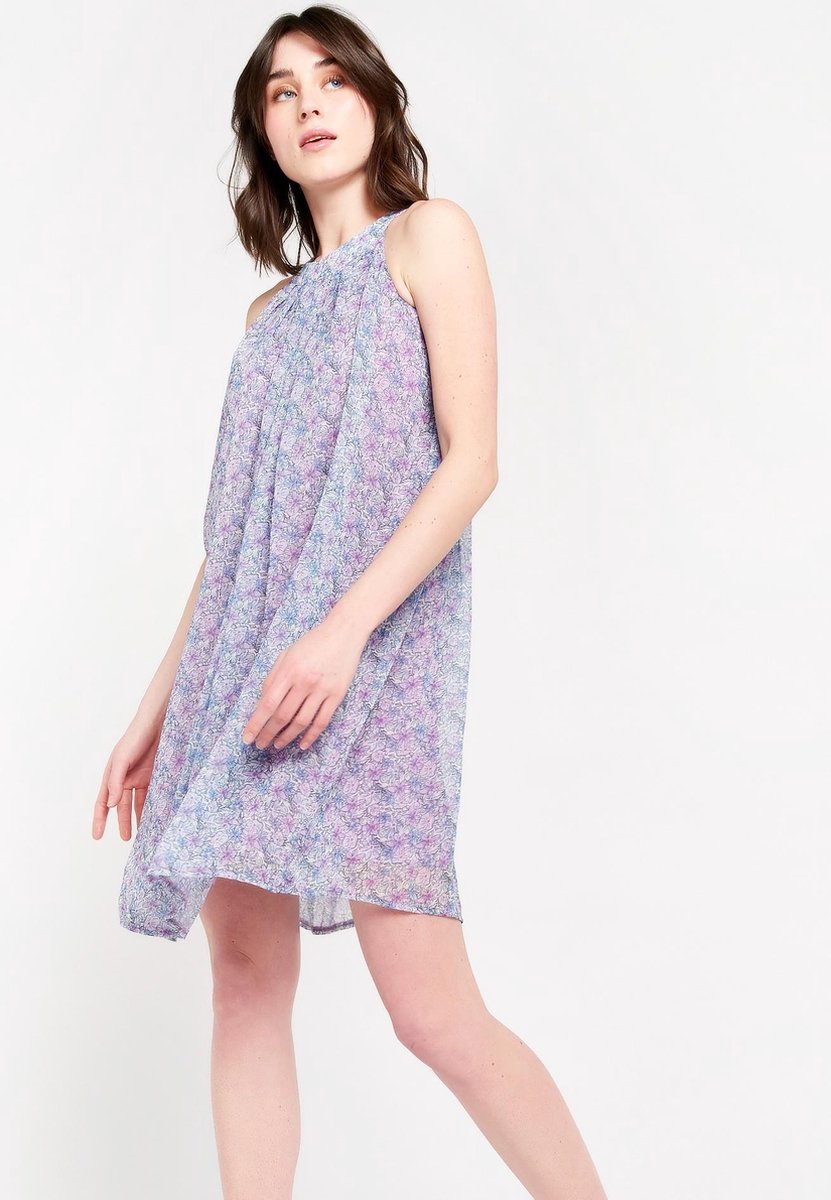 A-lijn jurk met liberty print - Paars