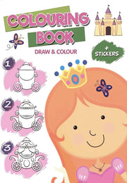 Colouring Book - Draw & Colour - Leer Prinsessen en kastelen tekenen - incl. stickers