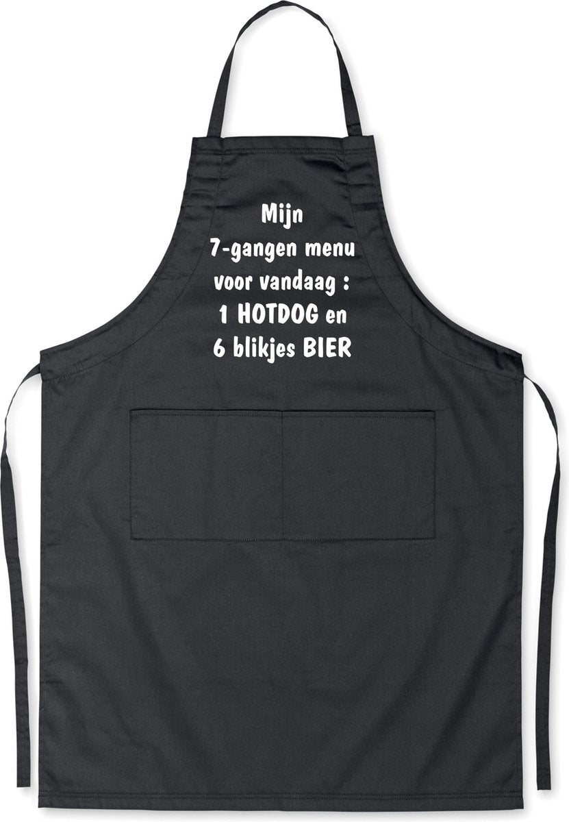 Mijncadeautje - Luxe schort - Mijn 7 gangen menu - zwart