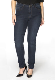 Yoek | Grote maten - dames jeans skinny fit extra  lang - donkerblauw