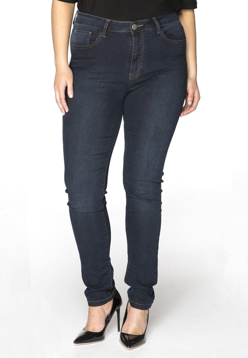 Yoek | Grote maten - dames jeans skinny fit extra  lang - donkerblauw