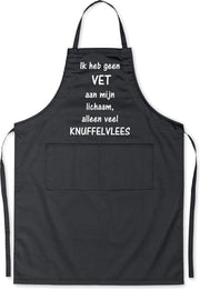Mijncadeautje Schort - Geet vet maar knuffelvlees - grappige - leuke Keukenschort - Zwart