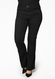 Yoek | Grote maten - dames jeans flare - zwart