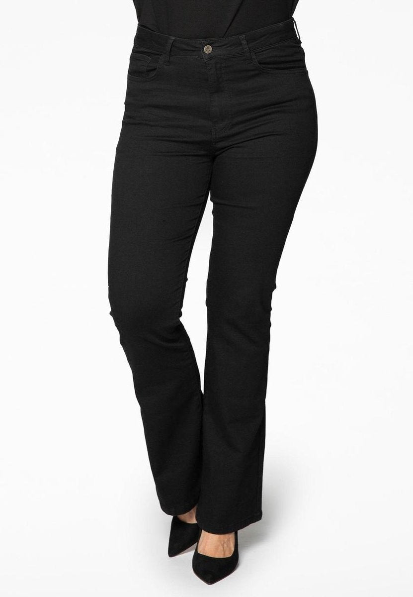 Yoek | Grote maten - dames jeans flare - zwart