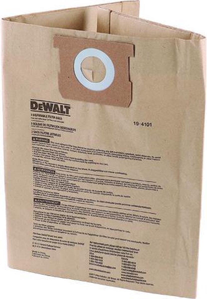 DEWALT Stofzuigerzak voor DXV04T Stofzuiger - 3 pack - DXVA 25-4240