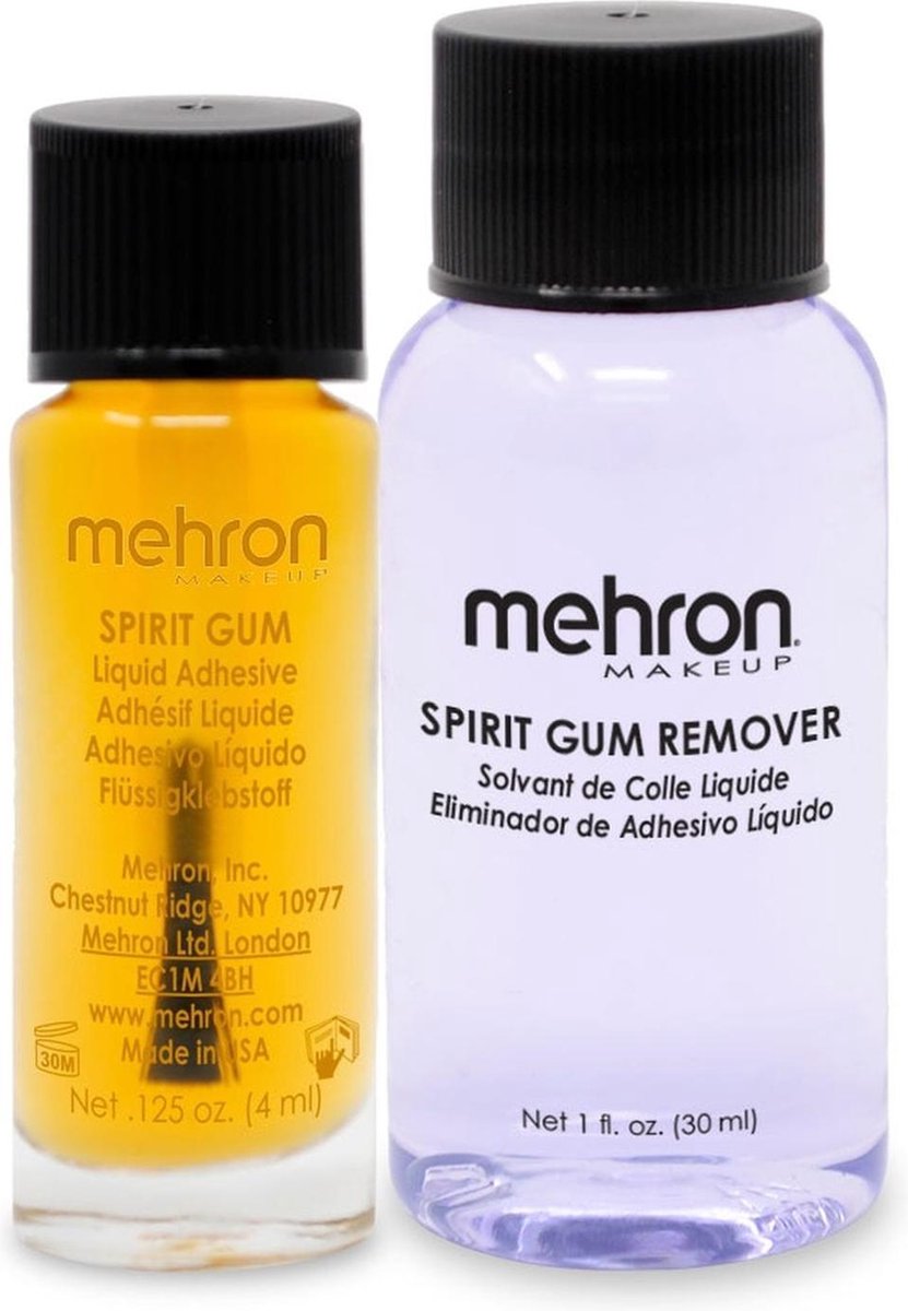 Mehron Spirit Gum + Spirit Gum Remover voor het plakken van valse snorren
