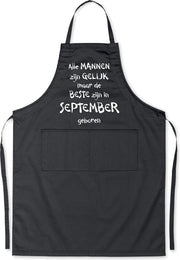Mijncadeautje - Luxe schort - zwart - Alle mannen zijn gelijk - september