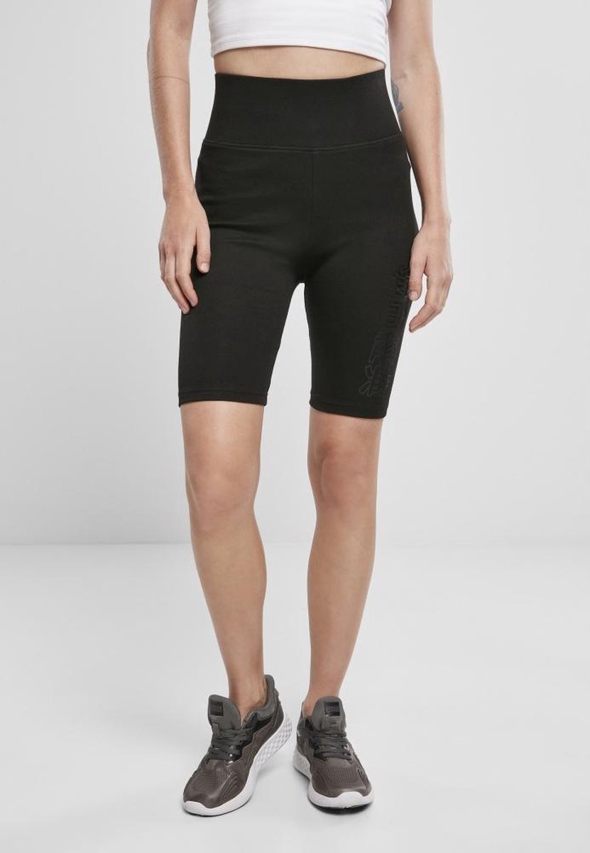 Urban Classics Korte cycle broek -2XL- High Waist Branded Zwart