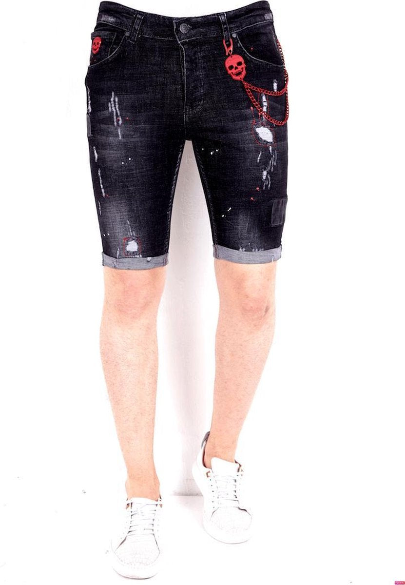 Local Fanatic Exclusive Korte Spijkerbroek Heren Stretch - XXX - Zwart - Maten: 30