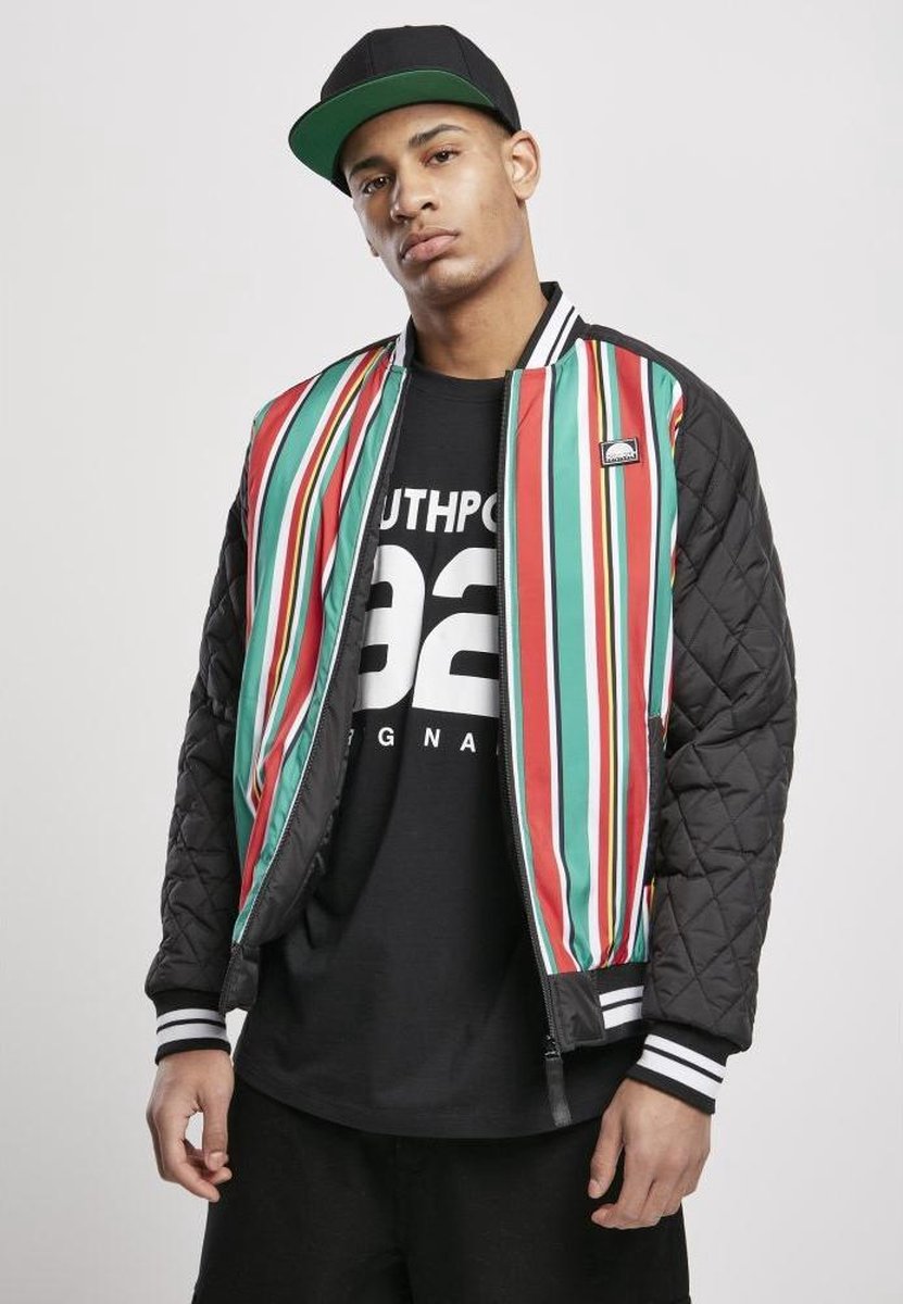 Southpole College jacket -XL- Stripe Zwart/Multicolours