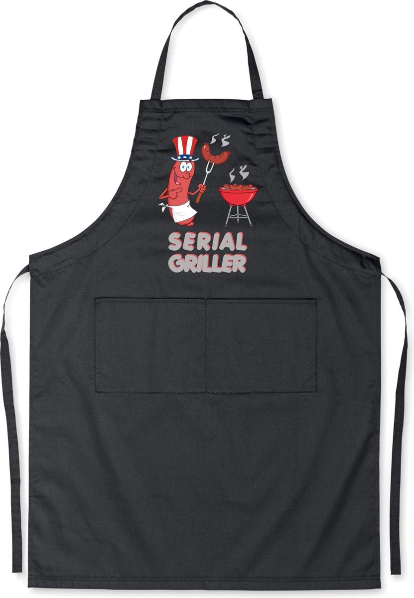 Mijncadeautje - Luxe keukenschort - Serial Griller BBQ - Zwart