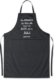 Mijncadeautje - Luxe schort - zwart - Alle mannen zijn gelijk - juli
