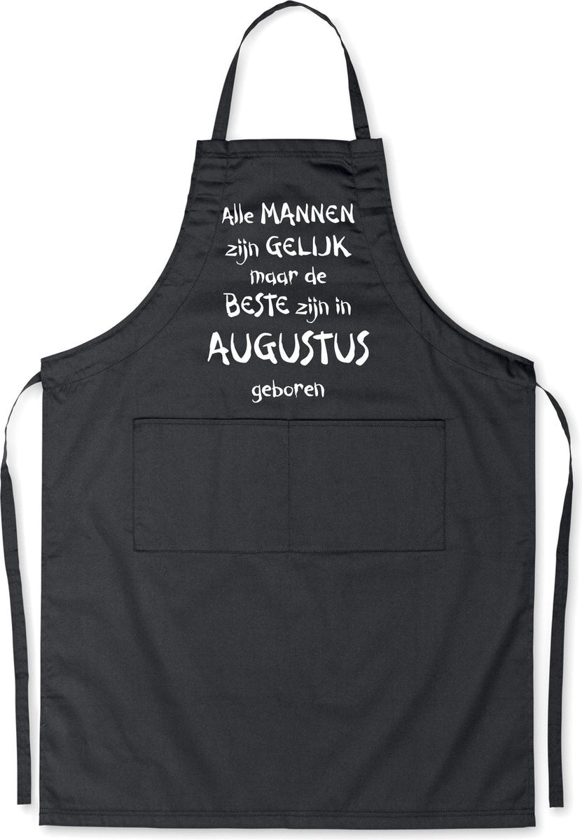 Mijncadeautje - Luxe schort - zwart - Alle mannen zijn gelijk - augustus
