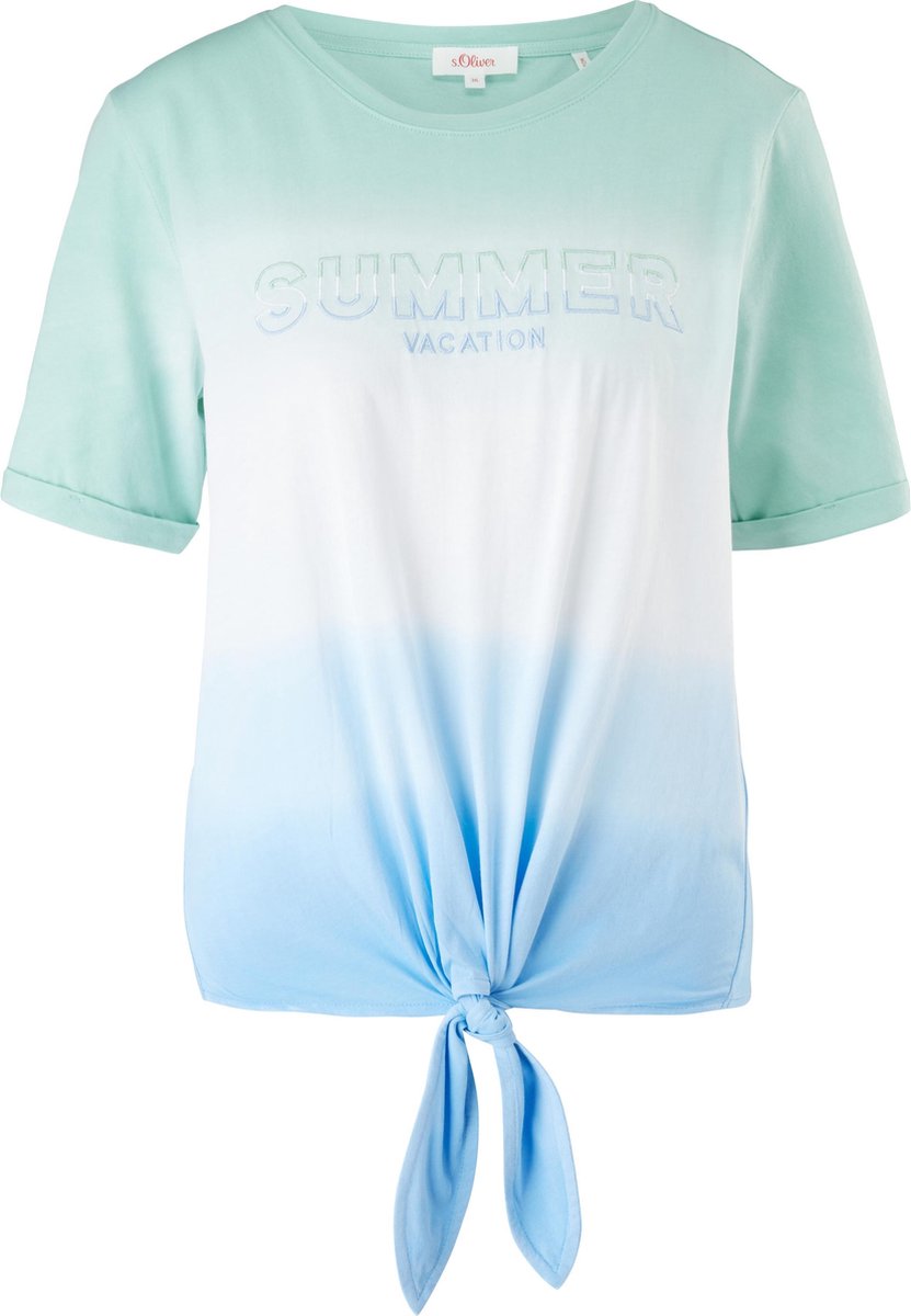 s.Oliver T shirt dames - Korte mouw - Turquoise - Ronde hals -Maat 3XL (46)