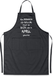 Mijncadeautje - Luxe schort - zwart - Alle mannen zijn gelijk - april