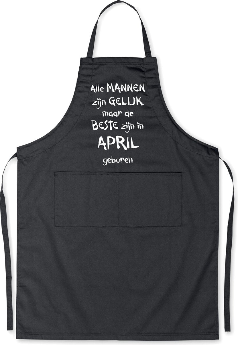 Mijncadeautje - Luxe schort - zwart - Alle mannen zijn gelijk - april