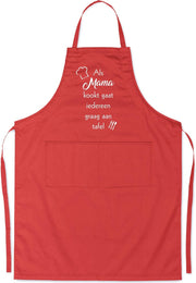 mijncadeautje - luxe schort - rood - Als mama kookt