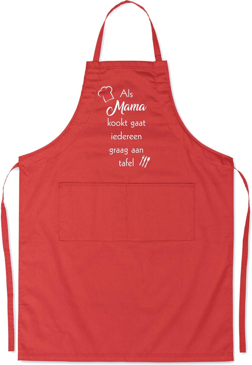 mijncadeautje - luxe schort - rood - Als mama kookt