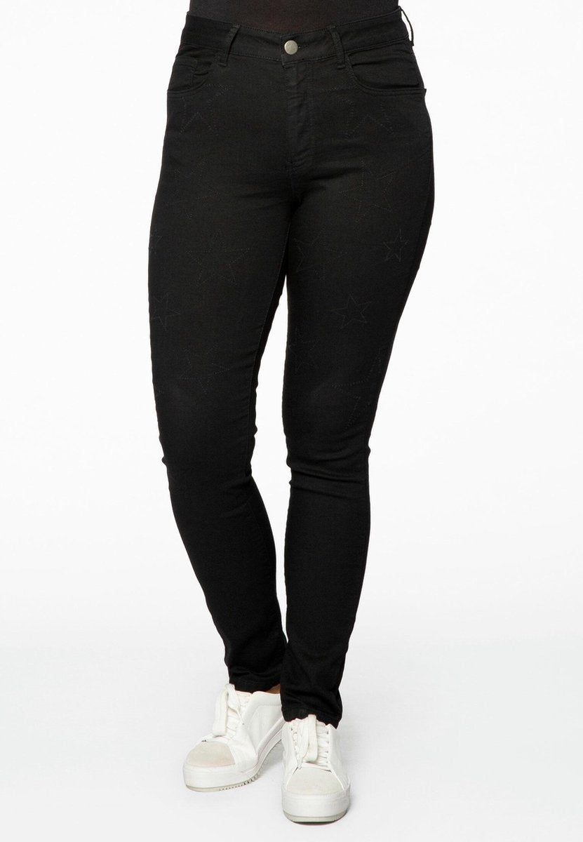 Yoek| Grote maten - dames jeans skinny - zwart