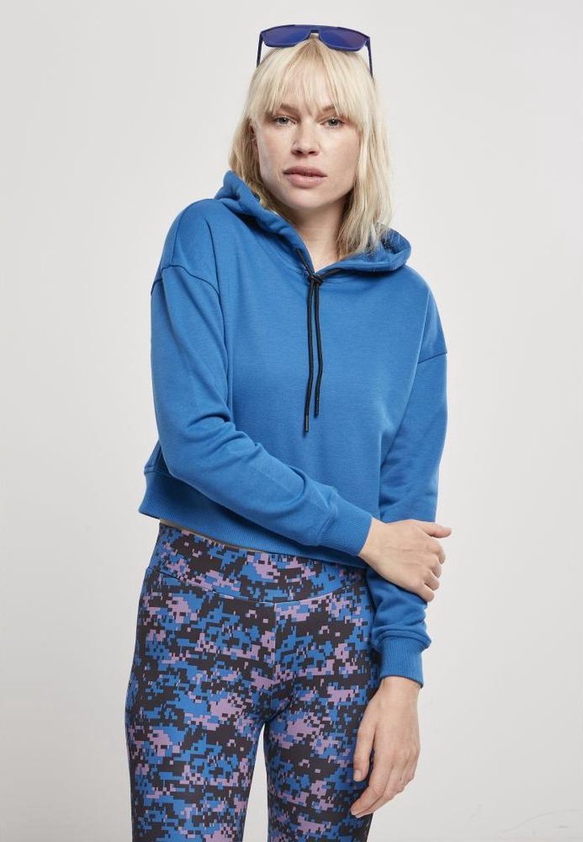 Urban Classics Crop Hoodie -S- Short Terry Blauw