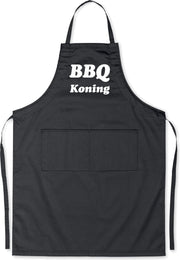 BBQ Koning - Luxe Schort Keukenschort met tekst - Zwart