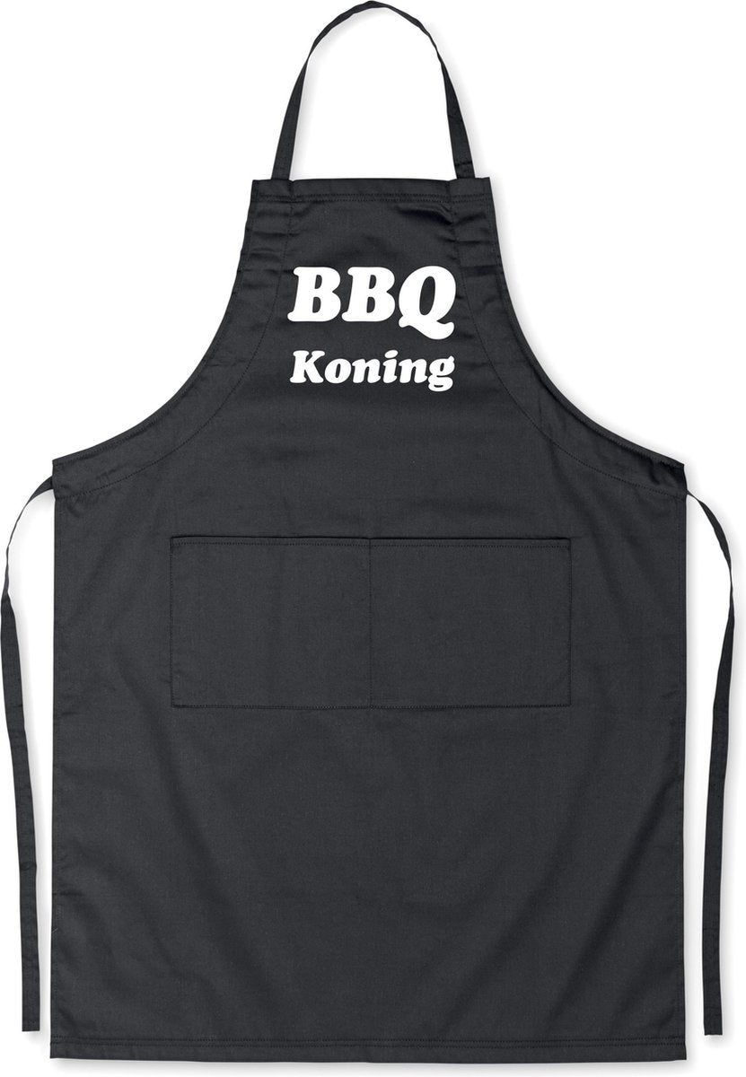 BBQ Koning - Luxe Schort Keukenschort met tekst - Zwart