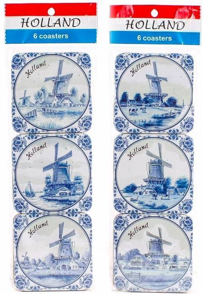 Coasters Molen Landschap Delfts Blauw Holland - Souvenir