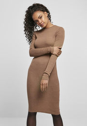 Urban Classics Lange jurk -L- Rib Beige/Groen