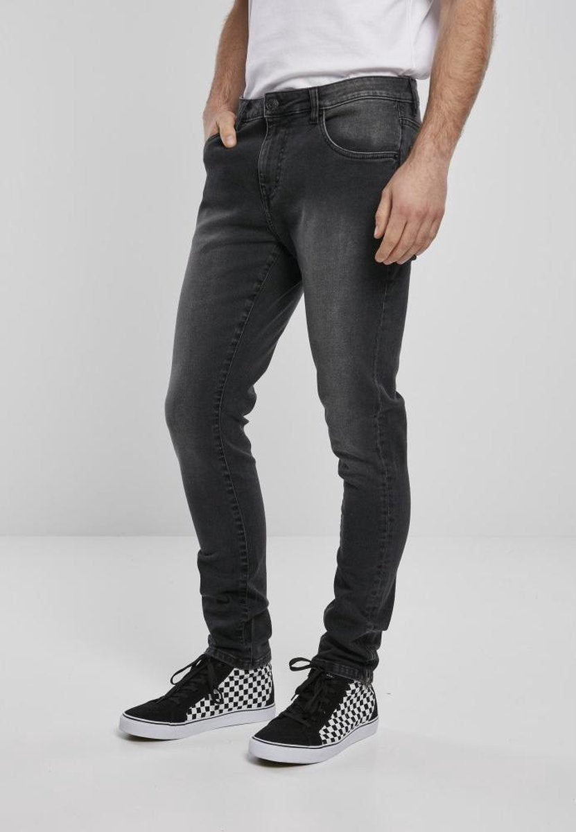Urban Classics Broek -33/32 inch- Slim Fit Zip Zwart
