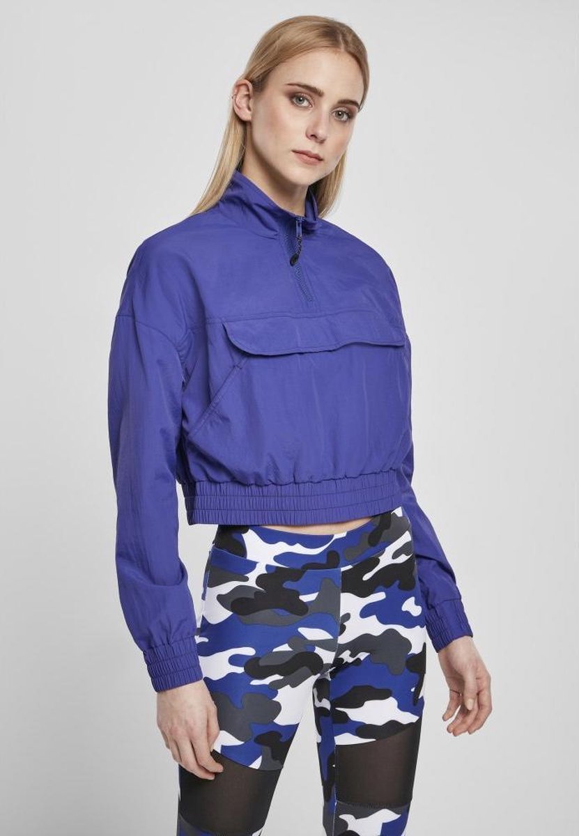 Urban Classics Pullover Jas -XL- Cropped Crinkle Nylon Blauw