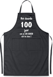 Mijncadeautje - Luxe Keukenschort - Het duurde 100 jaar - Unisex - Zwart - Leeftijd