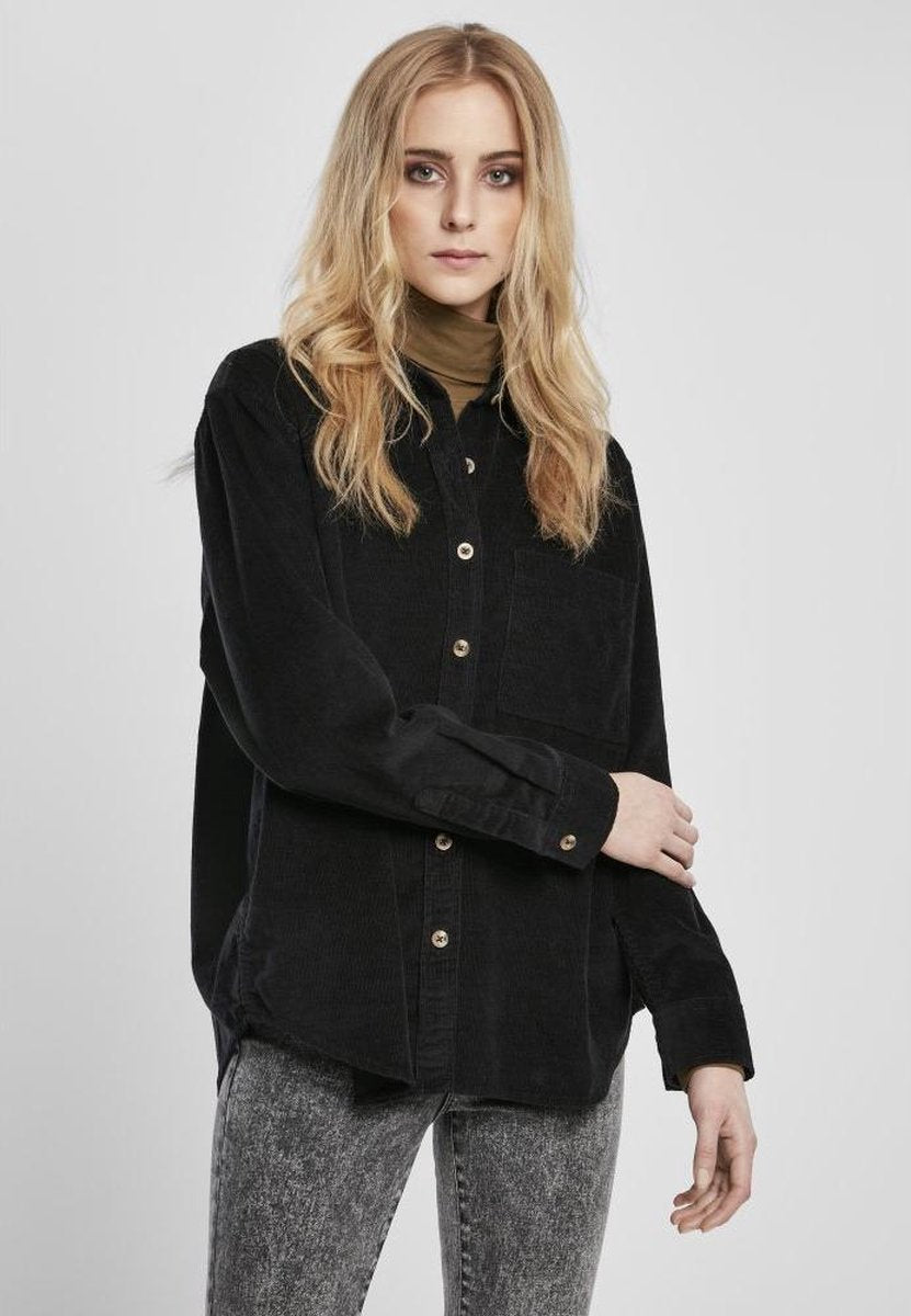 Urban Classics Blouse -3XL- Corduroy Oversized Zwart
