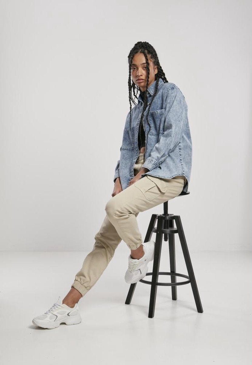 Urban Classics Blouse -M- Denim Oversized Blauw