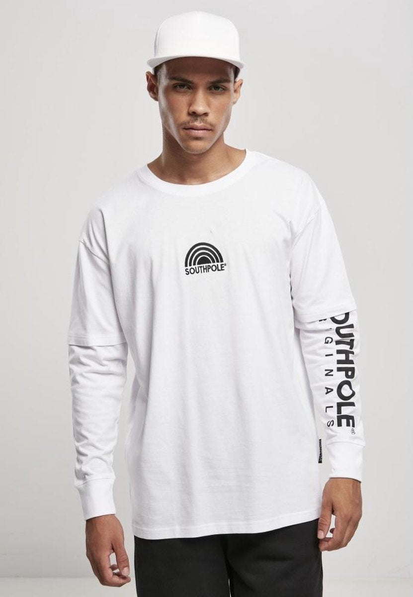 Southpole Heren Tshirt -L- Basic Double Sleeve Wit