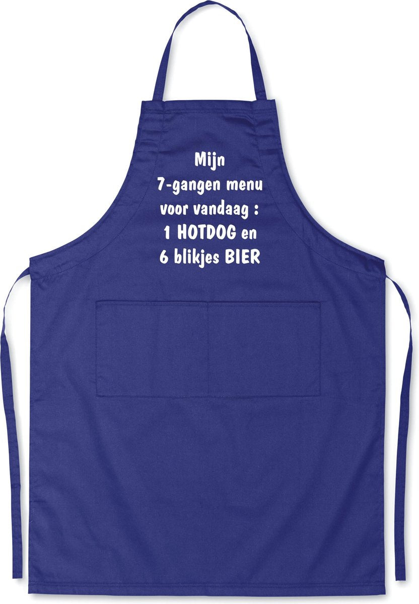Mijncadeautje - Luxe schort - Mijn 7 gangen menu - blauw