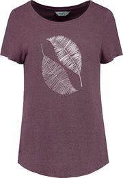 Blueloop Originals T-shirt Pure Scribble Leaves Dames Paars Mt M